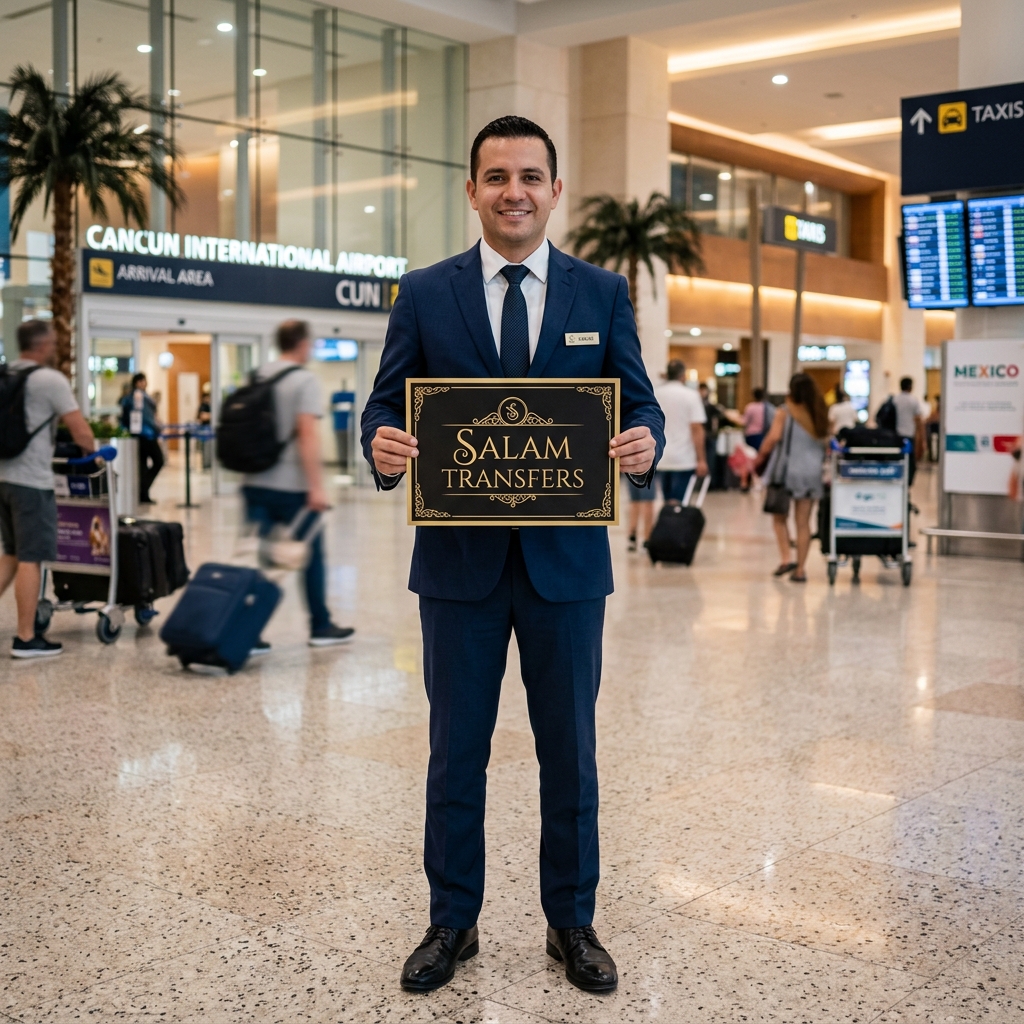 Cancun airport greeting by Salam Transfers driver